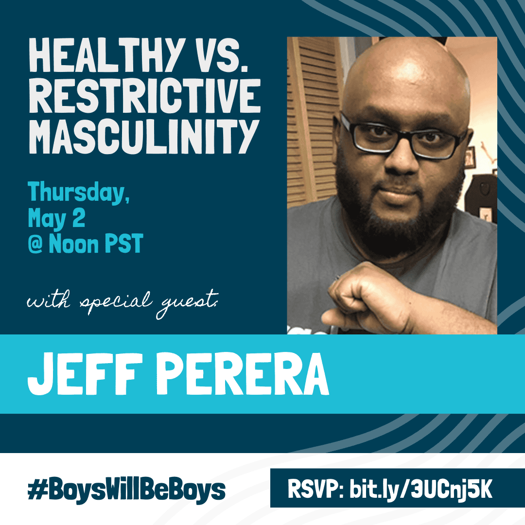 Healthy vs. Restrictive Masculinity with Jeff Perera interview graphic